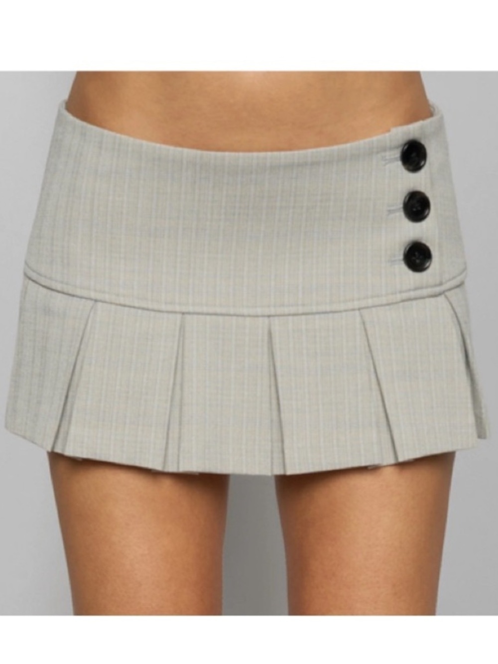 Danielle Guizio Pleated Micro Mini Skirt in Grey Plaid New Medium